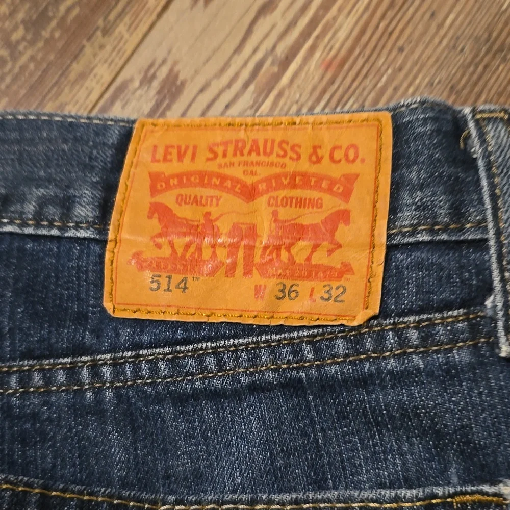 Levi's 514 Denim Blue Jeans Straight‎ Leg Mens Size 36/32